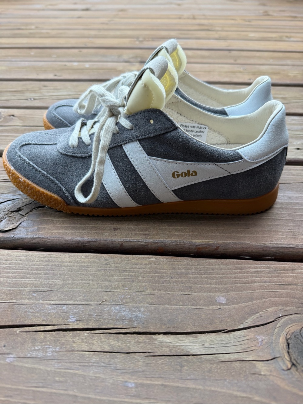 Gola Gray Suede Elan Sneakers with White Stripes and Gum Sole - Picture 6 of 8